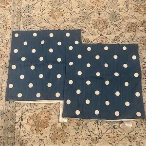 Bundle (2x) of Pottery Barn Teen Navy Polka Dot Throw Pillow Covers